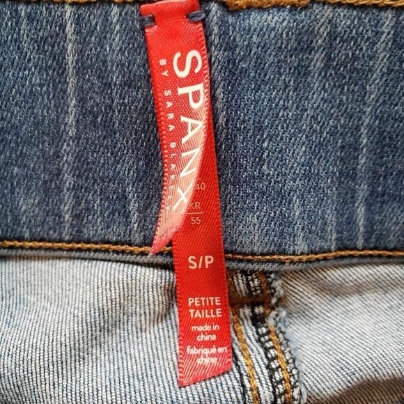Spanx Jeans Women's Size Small Elastic Waistband Mid Rise Stretch Light Wash - Picture 4 of 12